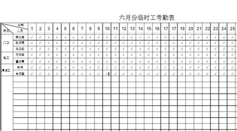 临时工考勤表格模板下载-临时工出勤统计表下载电子版-当易网