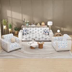 Lukzer 5 Seater Quilted Reversible Ikat Rose Design Sofa Cover Mat with ...