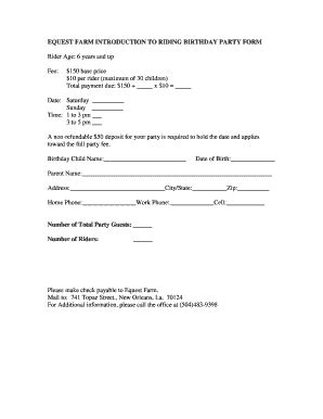 Fillable Online EQUEST FARM CAMP APPLICATION FORM Fax Email Print ...
