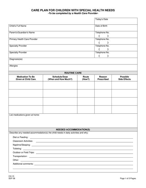 Printable Care Plan Template - Printable Board Games