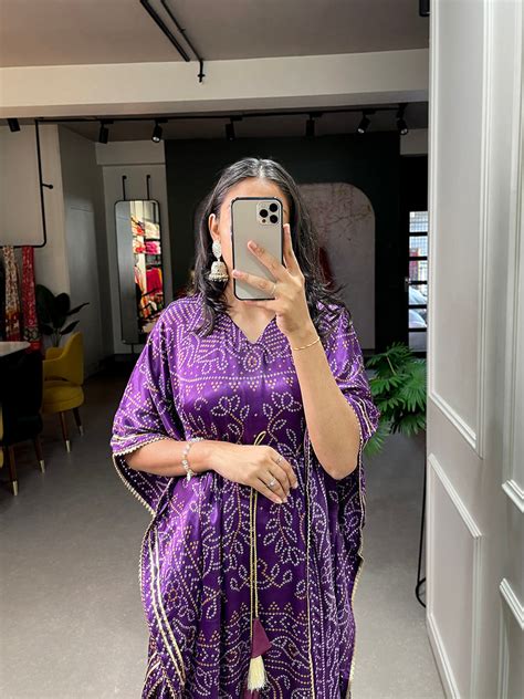 Wine Color Bandhej Print With Gotta Patti Lace Border Gaji S