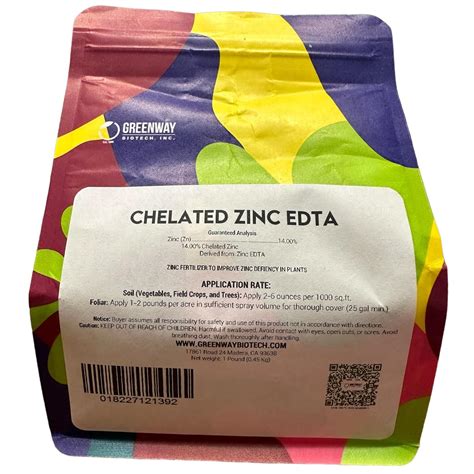 Chelated Zinc EDTA "Greenway Biotech Brand" 1 Pound Hydroponics Zinc ...