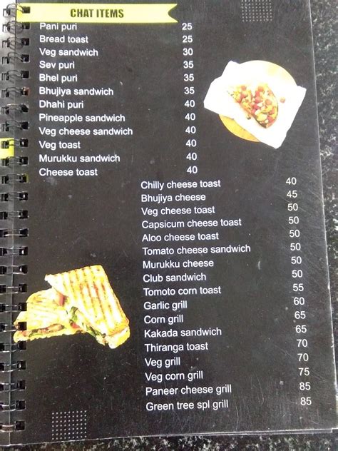 Menu at Green Tree Cafeteria, Chennai