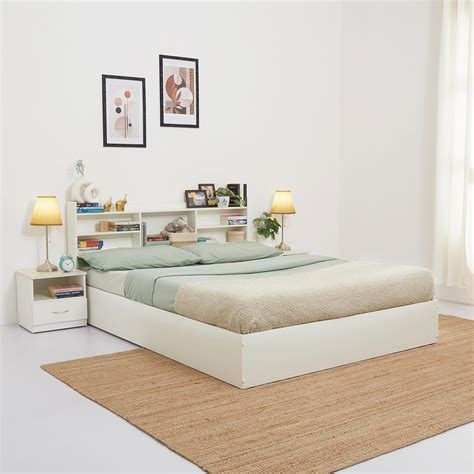 Bowzar King Size Box Bed with Headboard & Box Storage White Engineered