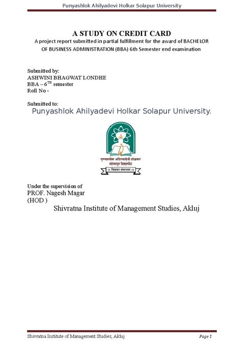 Ashwini'S Project ON CREDIT CARD - A STUDY ON CREDIT CARD A project ...