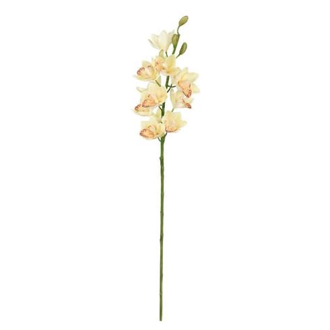 LIVING LUXURY 30 in. Ivory Peach Artificial Cymbidium Orchid Flower ...
