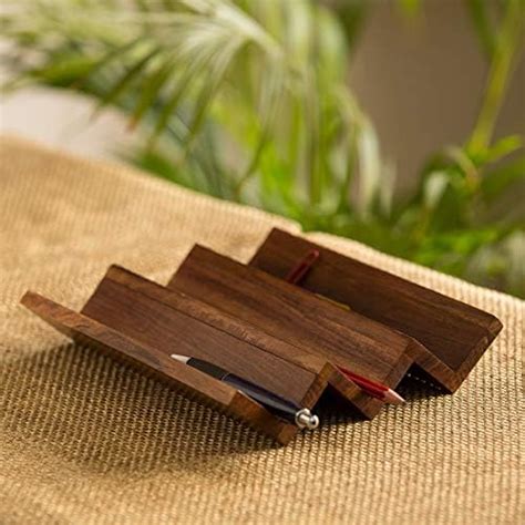 ExclusiveLane 'Zig-Zag Organiser' Handcrafted Wooden Pen Stand for ...