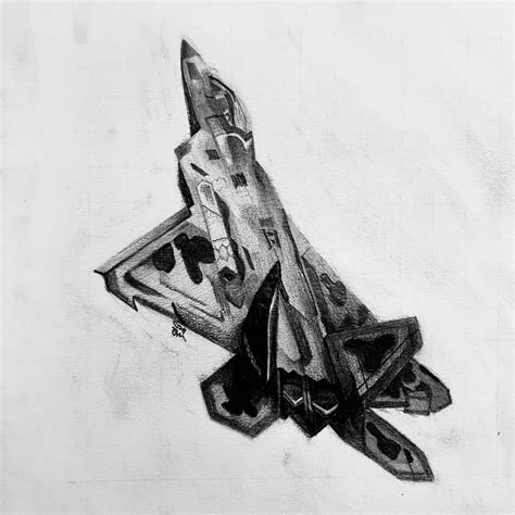 F22 Tattoo Flash Drawing