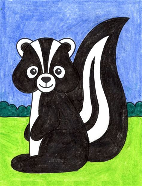 Simple How you can Draw a Skunk Tutorial and Skunk Coloring Web page ...