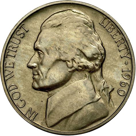 Five Cents 1960 Jefferson Nickel, Coin from United States - Online Coin ...