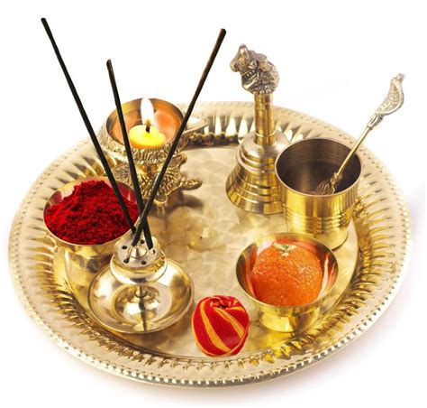SHRI ANAND Designer Brass Navratri/Diwali/Deshera/Rakhi Pooja Thali Set ...