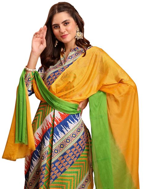 Buy EthnicJunction Women's Cotton Silk Digital Print A-Line Front Slit ...