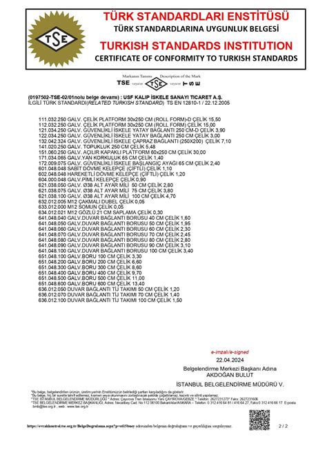 Sertifikalarımız - Usf Grup