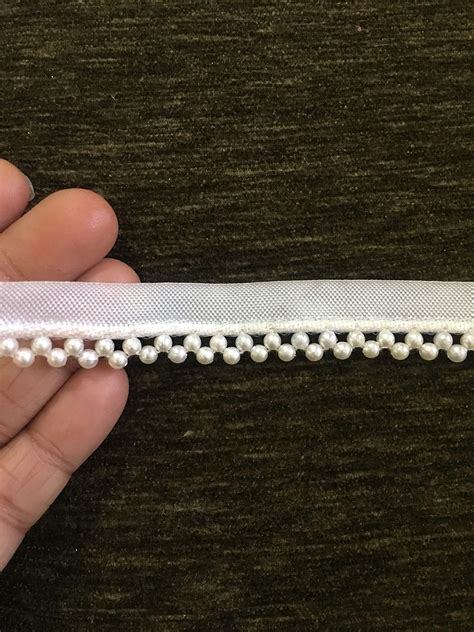 BR lace Nylon Geometric POM POM lace and Border Material Dyeable with ...