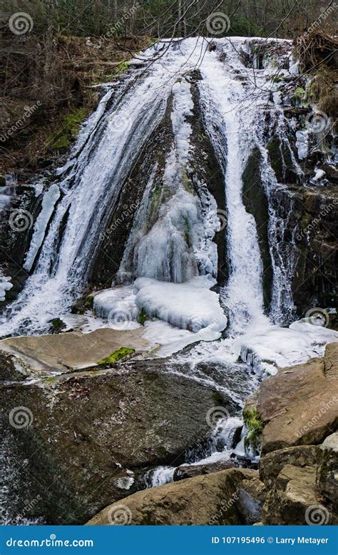 Winter View of the Upper Roaring Run Falls - 3 Stock Photo - Image of ...