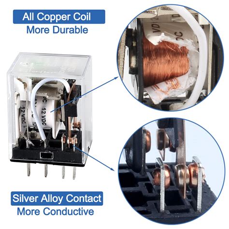 Buy DIANQI 2Pcs 12VDC 8-Pin 5Amp Electromagnetic Power Relay DPDT 2NO ...