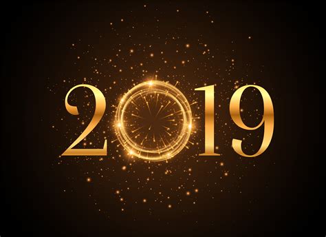 2019 new year shiny golden sparkles background - Download Free Vector ...