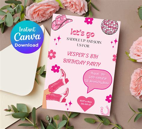Pink Cowgirl Western Birthday Invitation | Inspire Uplift