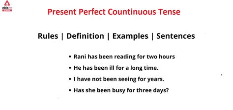 Present Perfect Continuous Tense: Examples, Formula, Exercises, Rules