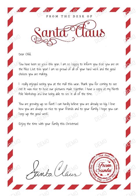 Template Letter From Santa | Printable AT A GLANCE