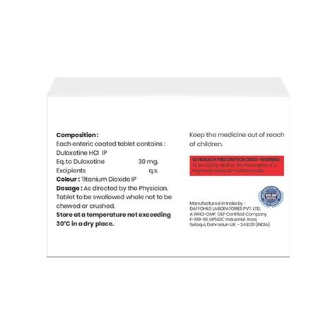 Duloxetine Tablets 30mg Uses, Price & Details | Generic Remedy