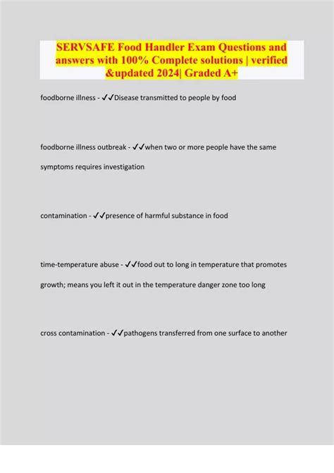 SERVSAFE Food Handler Exam Questions and answers with 100% Complete ...