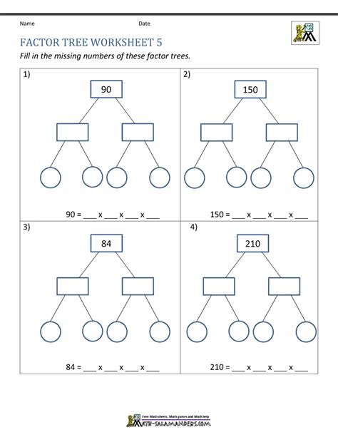 Image result for Math Factor Trees Worksheet