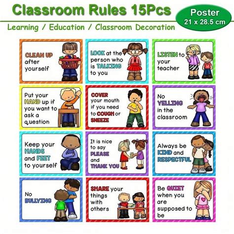 15 stuks posters met klasregels grafiek educatieve poster voor kinderen ...