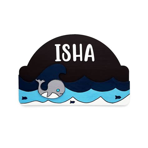 Whale Themed Hand-Painted Wooden Kids Name Plate – Plumeria