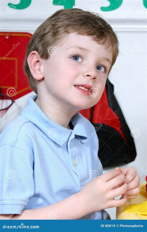 Adorable Four Year Old Boy at Preschool Stock Image - Image of ...