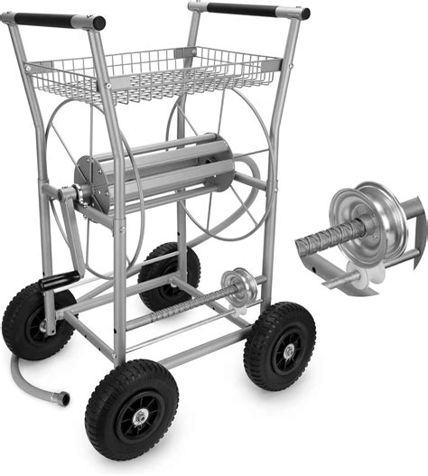 SUNNYSTORY All Metal Garden Hose Reel Cart with Metal Hose Guide System ...