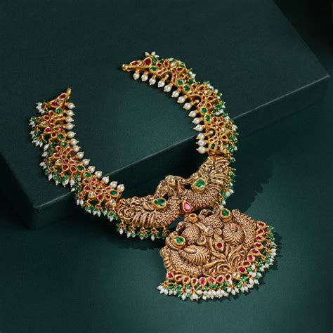 Statement Gold Peacock Necklace – Krishna Jewellers