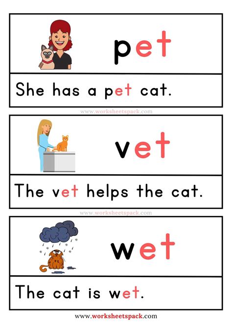 Free Et Word Family Sentences - worksheetspack