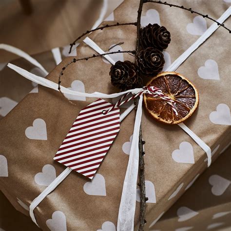 VINTERFINT gift wrap roll, heart pattern/brown, 3x0.7 m/2.10 m² (10x2 ...