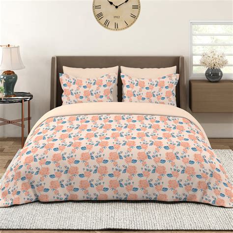 Buy LAYERS Marigold Cotton 144TC Floral Print 3Pcs Super King Bedsheet ...