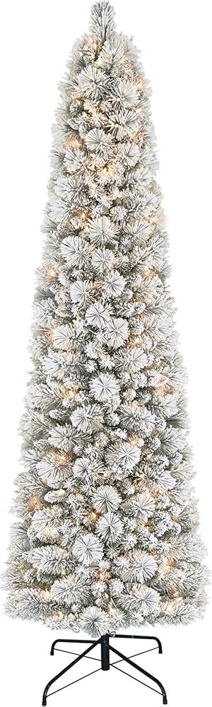 PuleoInternational Puleo International 6.5ft Pre-Lit Flocked Portland ...