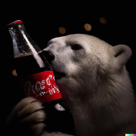 A polar bear drinking a bottle of Coca-Cola studio lighting detailed ...
