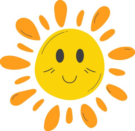 Cute Sun with sunshine. Isolated illustration on transparent background ...