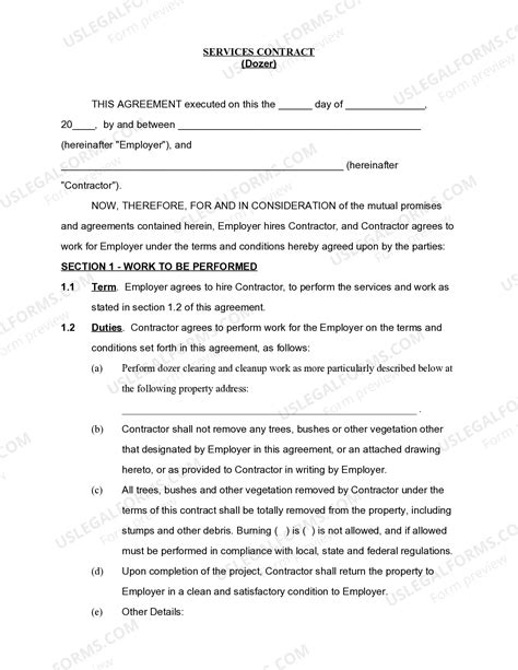 Puerto Rico Services Contract - Dozer Work | US Legal Forms