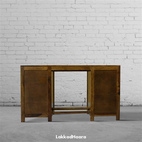 Anthea Solid Wood Study Table - Sheesham Wood with Brass Details ...