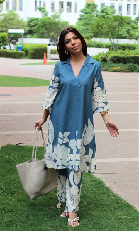 Cotton Blue Mirage Poetry Co-ord – Baareeki