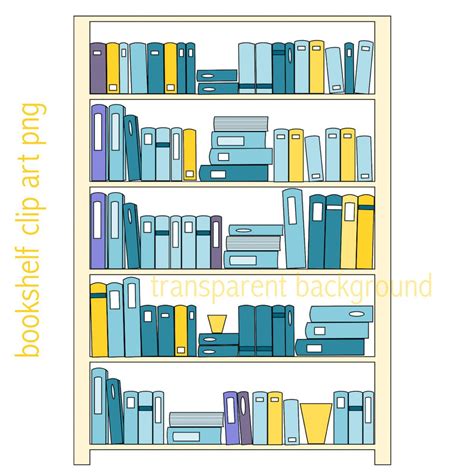 Bookshelf Clip Art - Instant Download - 2x Bookshelves Clipart Png ...