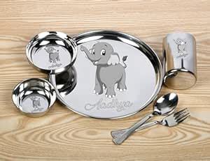 F Studio Personalized Stainless Steel Kids Dinner Set – 6 Piece Custom ...