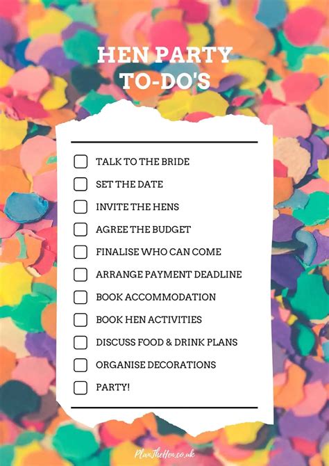 Hen Party Checklist | Plan The Hen