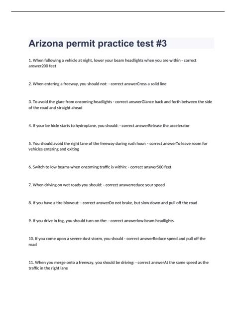 Arizona permit practice test #3 exam 2023 with 100% correct answers ...