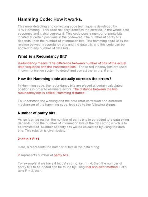 Image result for Hamming Code Explnation