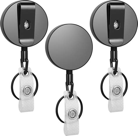 Selizo 3 Pcs Heavy Duty Retractable Badge Holders, Metal Retractable ...