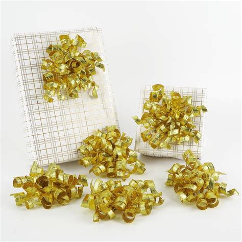 Amazon.com: HUIHUANG Gold Bows for Gift Wrapping Metallic Burst Curly ...