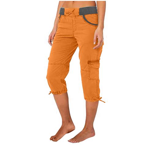 Dyegold Capri Cargo Pants For Women High Waist Casual Loose Fit Work ...