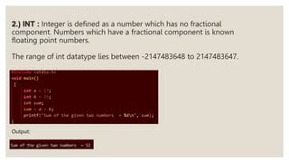 Image result for C Program Data Types
